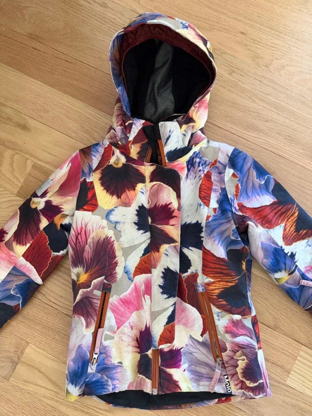 Molo multicolor Floral Pansy Print Hooded Jacket girls sz EUR 122